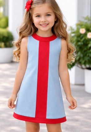 Collins Dress Blue & Red