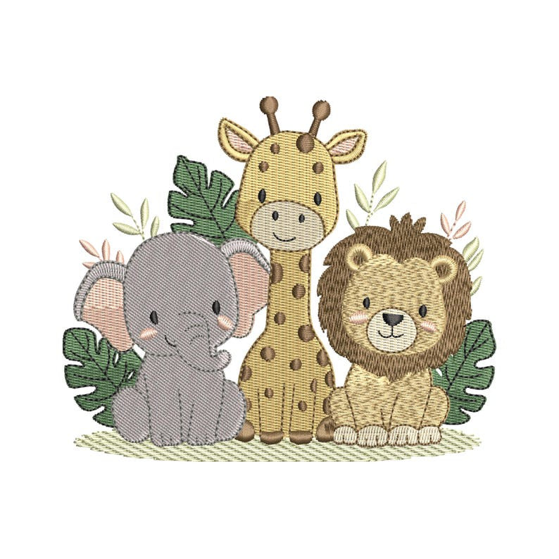 Safari Animals Embroidery Design