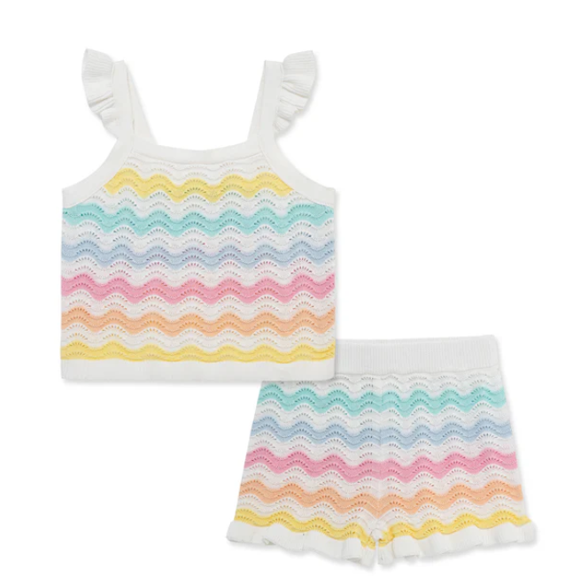 Little Me- Wavy Pointelle Knit Set