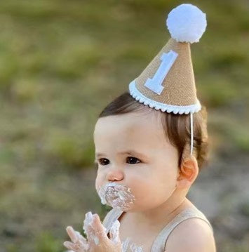 Burlap Baby's 1st Birthday Hat
