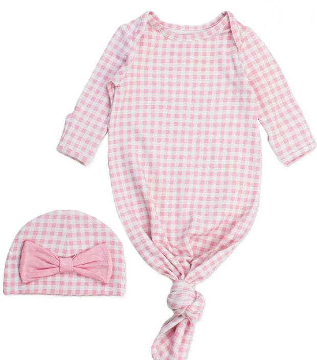 Infant Gingham Gown & Hat