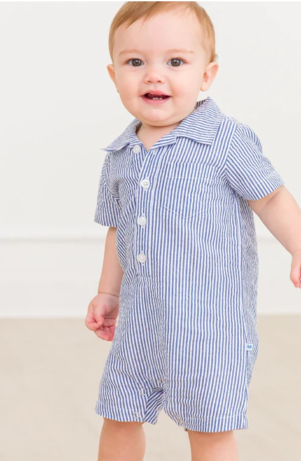 Seersucker Button-Up Romper
