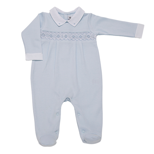 Baby Zig Zag Jacquard Luxury Smock Pima Jumpsuit