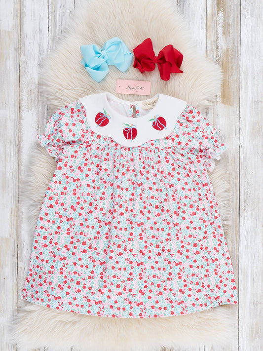 Apple Blossom Embroidered Collar Dress