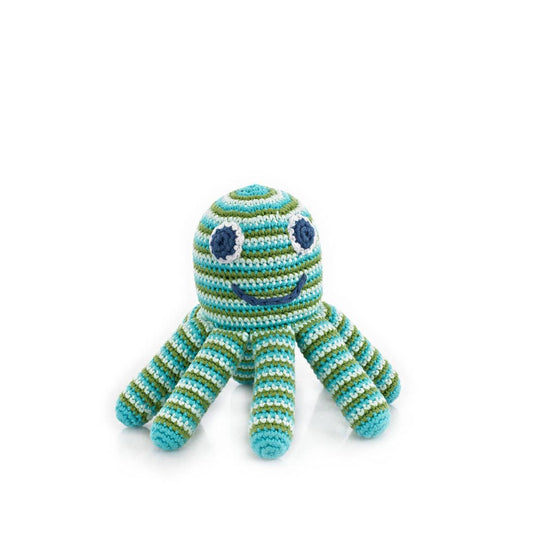 Handcrafted Green Octopus Baby Rattle – Organic Cotton Toy
