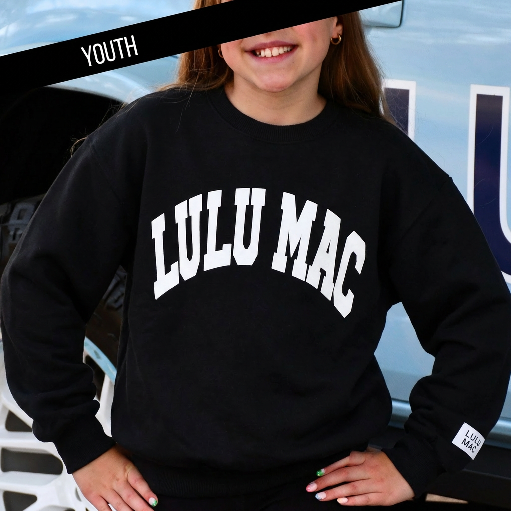 Lulu Mac- Black with White Puff Sweatshirt