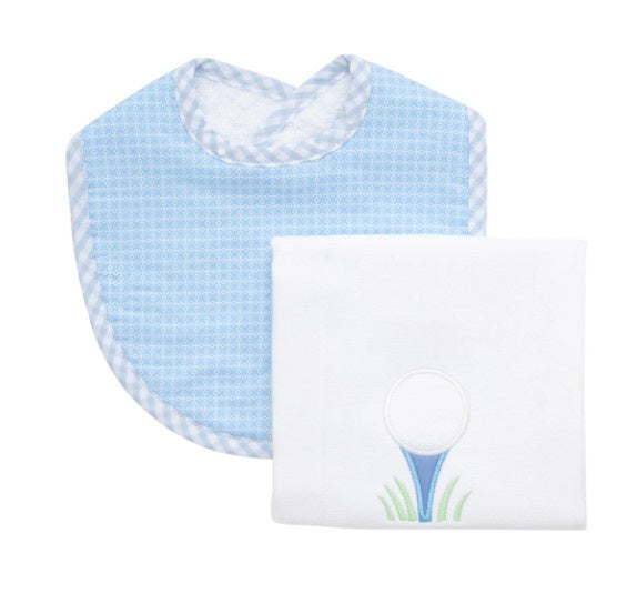 Golf Basic Bib & Burp Box Set-Blue
