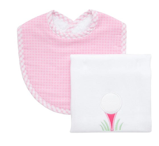 Golf Basic Bib & Burp Box Set-Pink