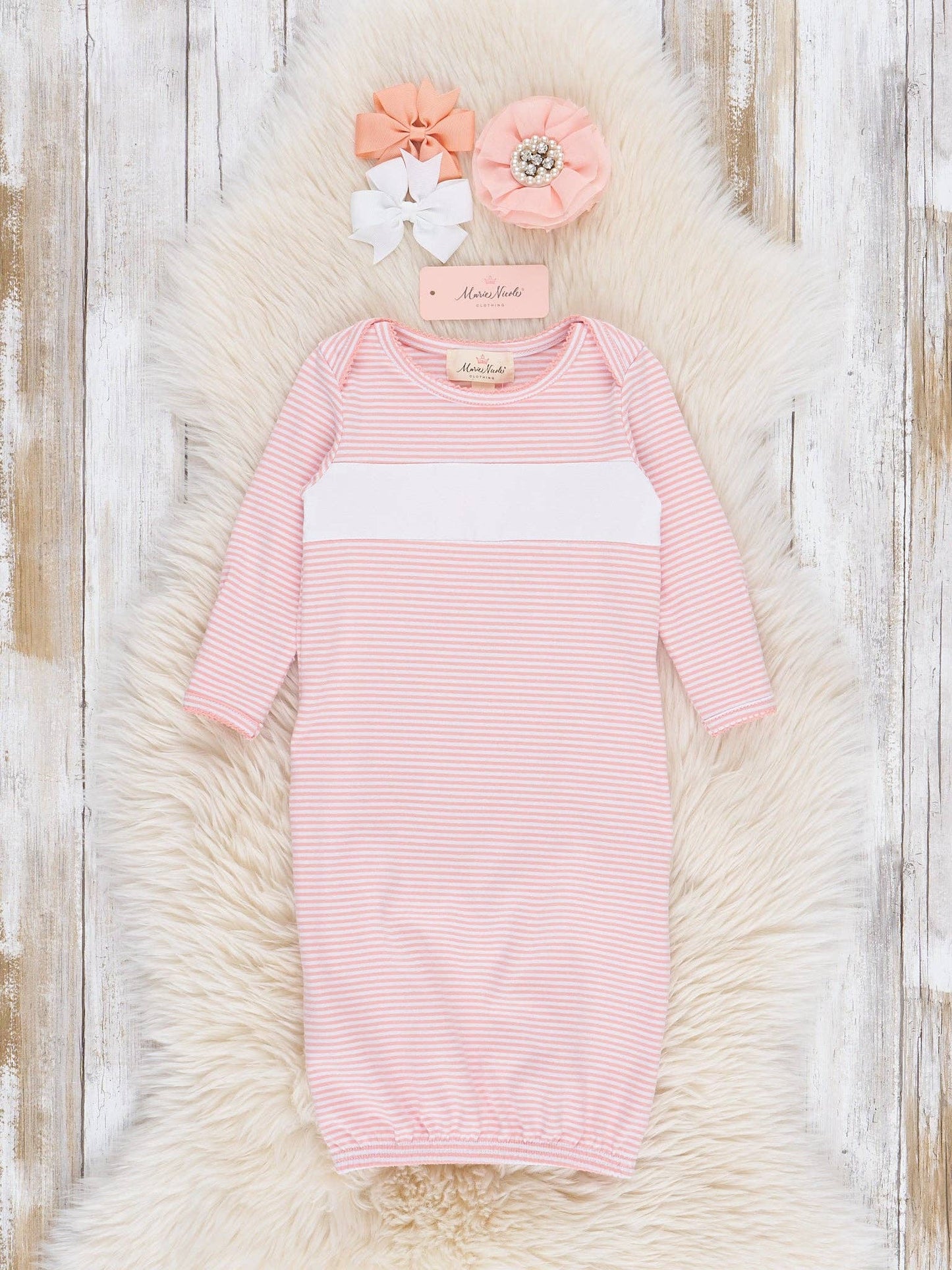 Blushing Bouquets Striped Ruffle Gown