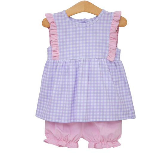 Evie Bloomer Set- Lavender Gingham w/ Light Pink