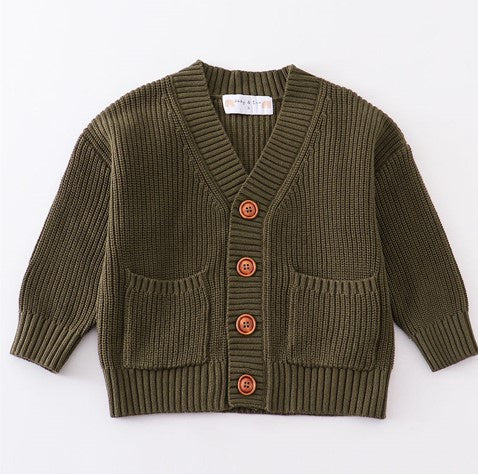 Olive Pocket Cardigan