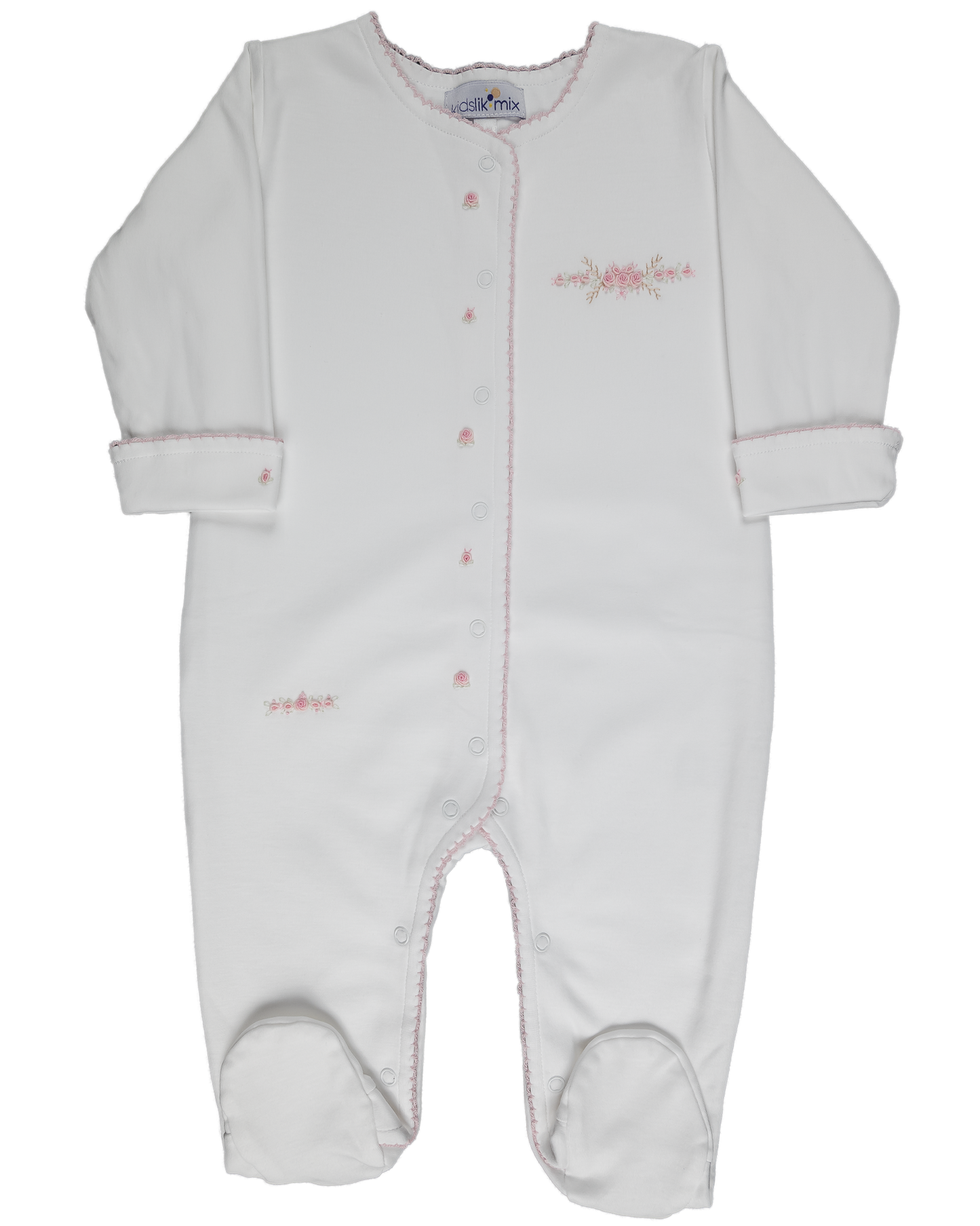 Baby Girl Line Roses Double Side Open Front Pima Romper