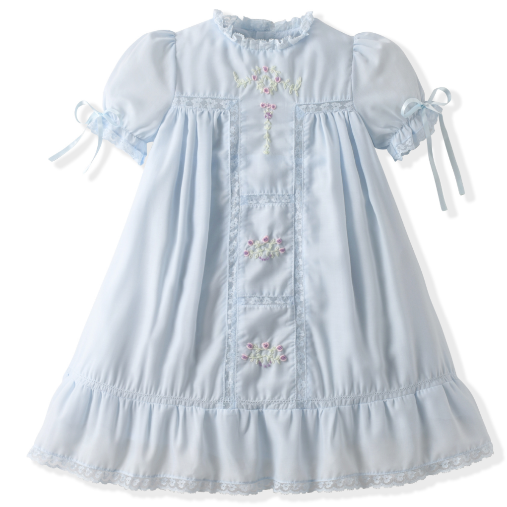 Blue Lace and Hand Embroidered Bishop