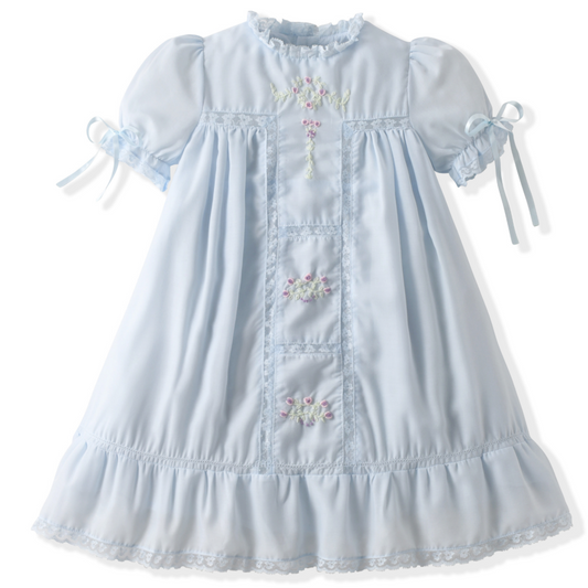 Blue Lace and Hand Embroidered Bishop
