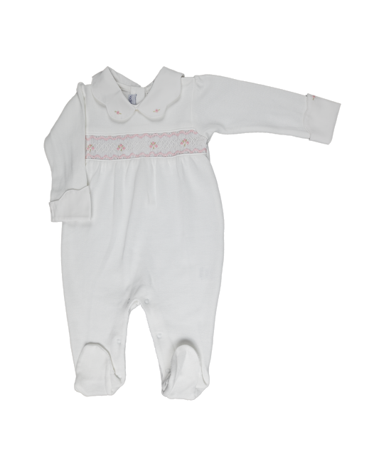 Baby Girl Butterfly Collar Jacquard Luxury Pima Jumpsuit: 0M