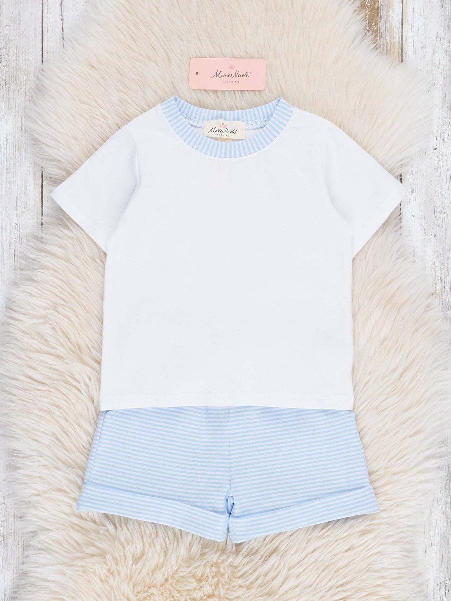 Classic Baby Blue Striped Outfit