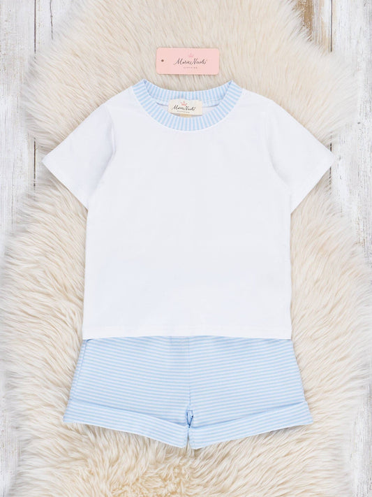 Classic Baby Blue Striped Outfit