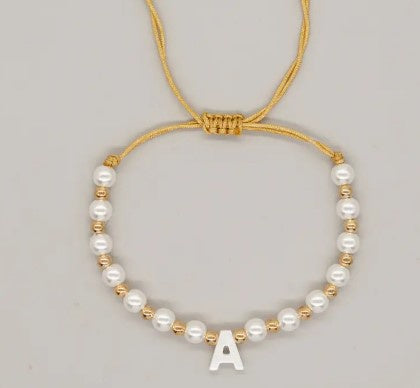 Initial Gold Pearl Bracelet
