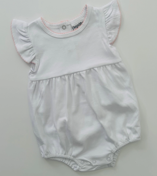 Pink Picot Trim Ruffle Knit Bubble