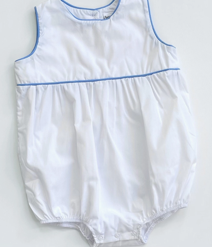 White Blue Piping Cotton Bubble