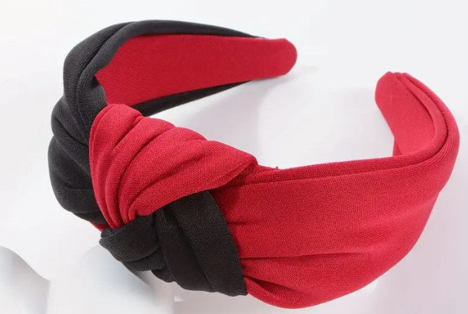 Red and Black Faux Leather Headband