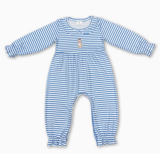Blue Stripe Dog Romper