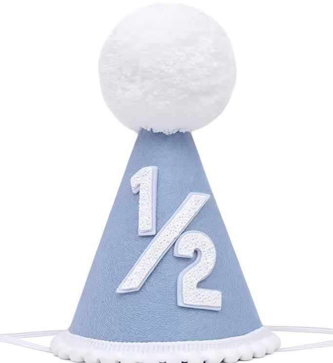 Baby Boy Blue & White Half Bday Hat