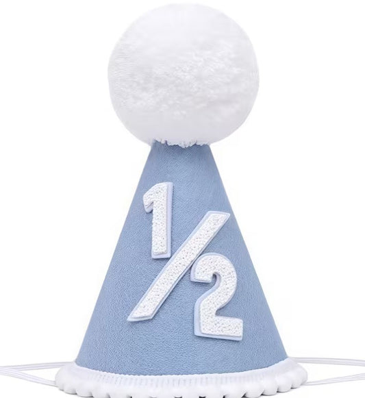 Baby Boy Blue & White Half Bday Hat