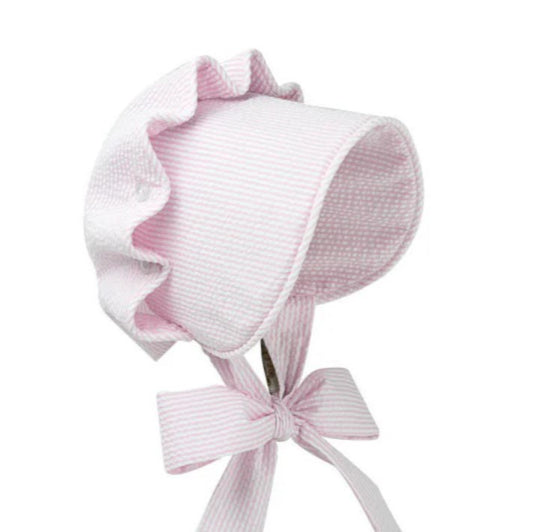 Beaufort Bonnet- Seersucker Pink