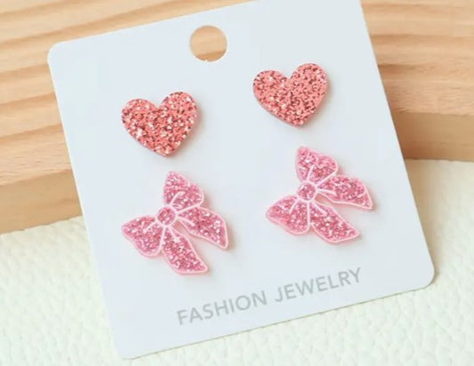 Bow Heart Earrings