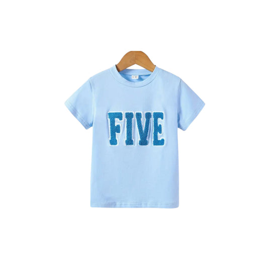 Boys Five Chenille Birthday T Shirt