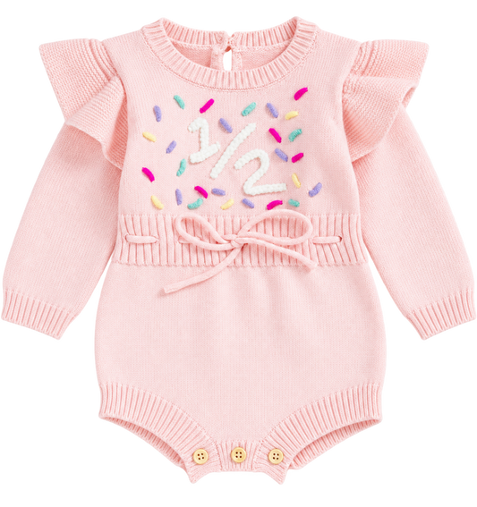 1/2 Pink Sprinkle Sweater Romper