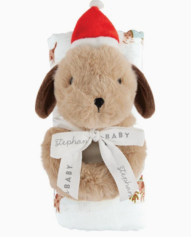 Christmas Dog Rattle & Swaddle Set