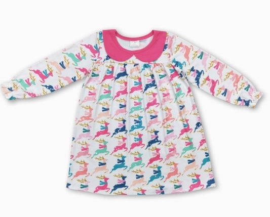 Colorful Reindeer Collar Dress