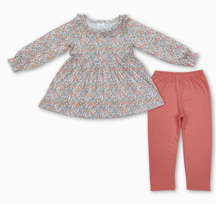 Coral Floral LS Outfit