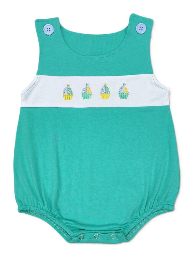 Embroidered Sailboat Romper
