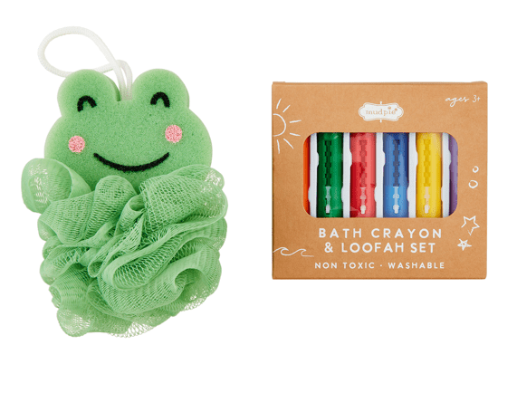 Frog Bath Crayon & Loofah Set