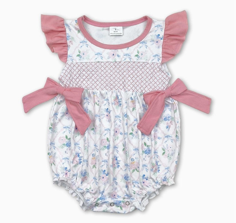 Flutter Sleeves Floral Bow Romper