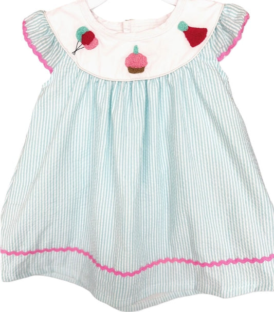 French Knot Seersucker Birthday Dress