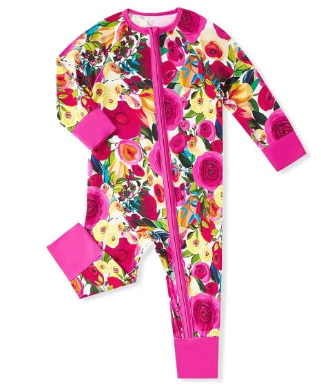 Fuchsia Floral Bamboo Zippy