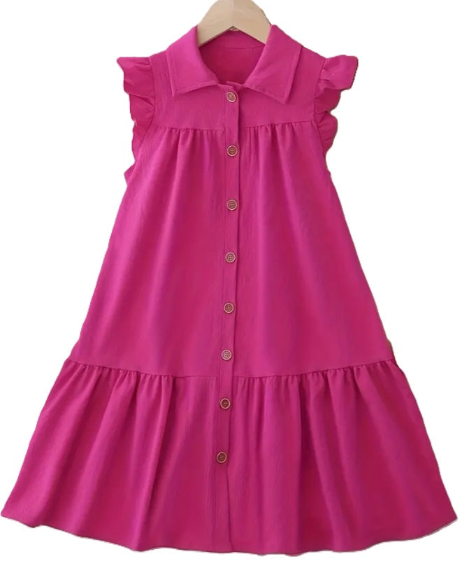 Fuchsia Pink Collard Dress