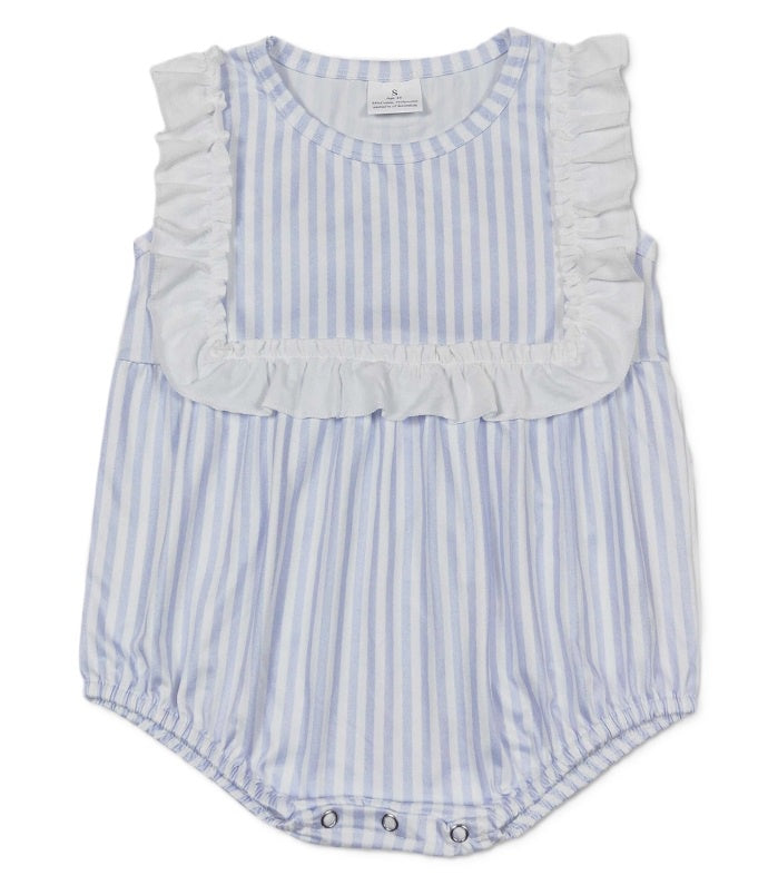 Girls Blue & White Stripe Romper