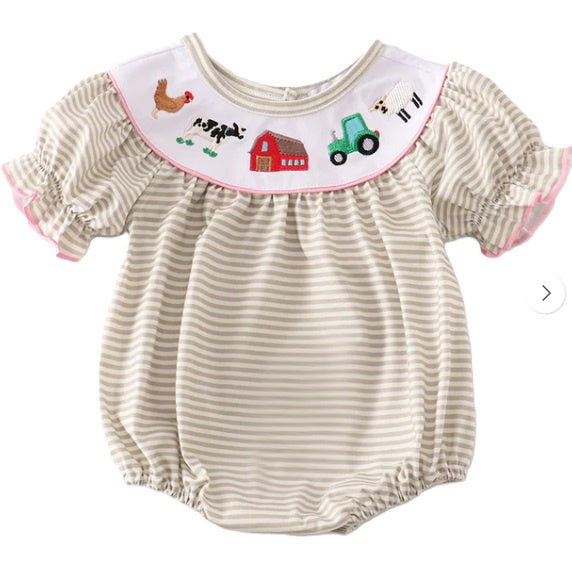 Brown Farm Embroidered Bubble