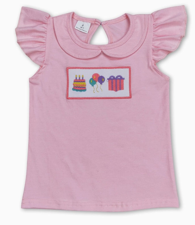 Embroidered Pink Birthday Shirt