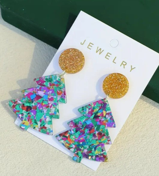 Glitter Tree Earrings