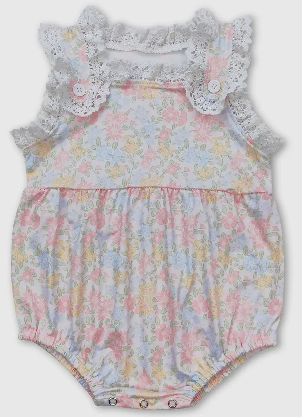 Pastel Floral Lace Sleeveless Romper