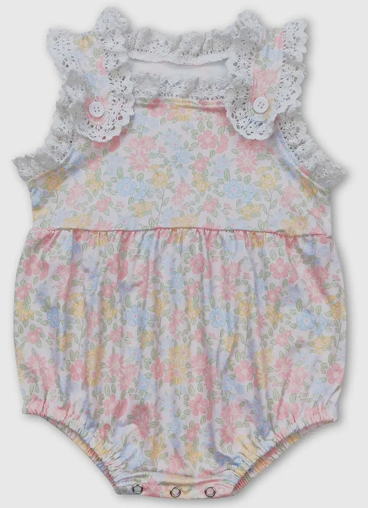 Pastel Floral Lace Sleeveless Romper