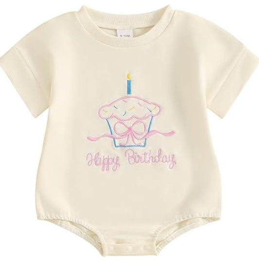First Birthday Cupcake Romper