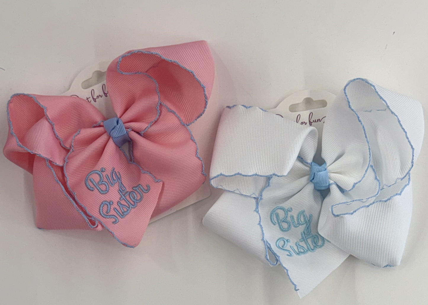 Big Sister Embroidered Moonstitch Bow