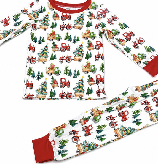 Christmas Tractor Bamboo Set